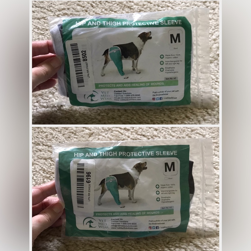 Vet Med Wear Hip + Thigh Reflective Protective Sleeve For Dogs Medium Lot Of 2